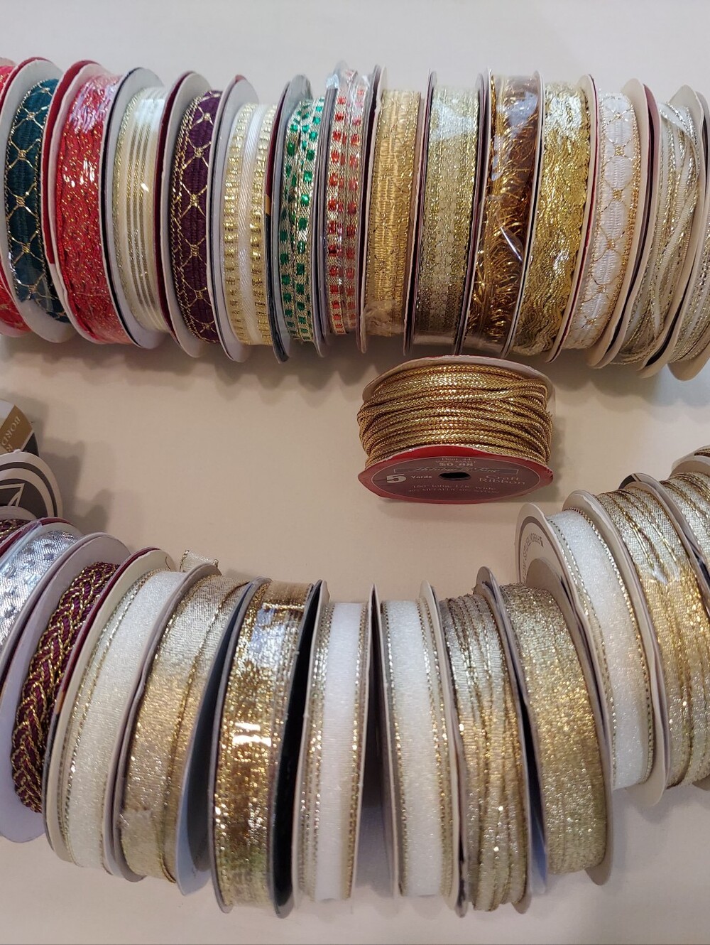New Decorative Crafting Ribbon(36 Rolls), Variety Colors, Widths, Wired, Trims, - Picture 2 of 9